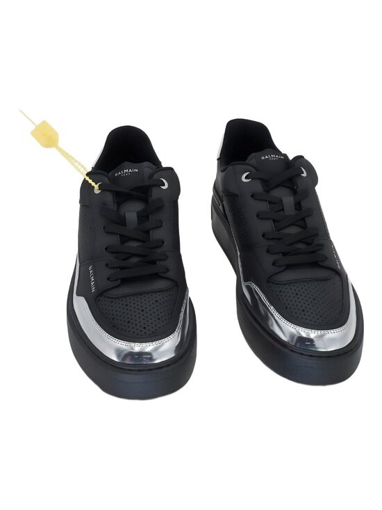 Balmain B Court Flip Low-Top Trainers Sneakers Black Silver Sz US 10 EU 43